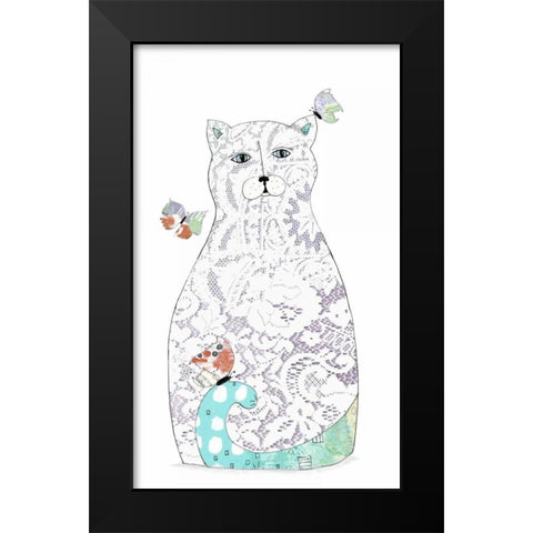 Lace Cat Black Modern Wood Framed Art Print by Ogren, Sarah
