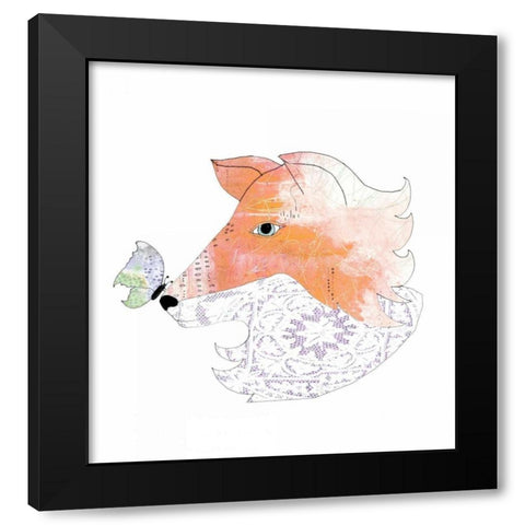Lace Fox Black Modern Wood Framed Art Print with Double Matting by Ogren, Sarah