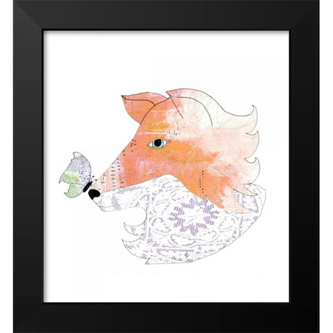 Lace Fox Black Modern Wood Framed Art Print by Ogren, Sarah