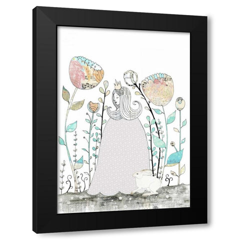 Princess and the Rabbit Black Modern Wood Framed Art Print with Double Matting by Ogren, Sarah