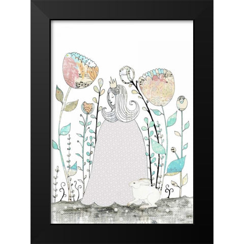 Princess and the Rabbit Black Modern Wood Framed Art Print by Ogren, Sarah