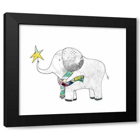 Elephant in a Scarf Black Modern Wood Framed Art Print by Ogren, Sarah