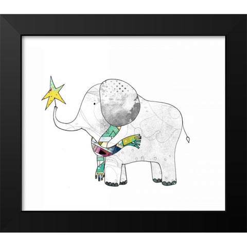 Elephant in a Scarf Black Modern Wood Framed Art Print by Ogren, Sarah