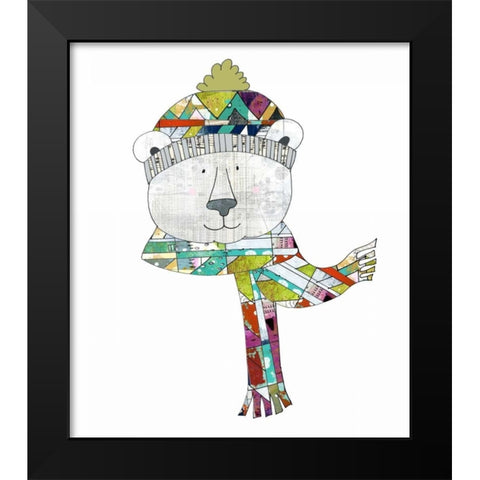 Bear in a Hat and Scarf Black Modern Wood Framed Art Print by Ogren, Sarah