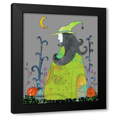 Witch in a Green Dress Black Modern Wood Framed Art Print by Ogren, Sarah