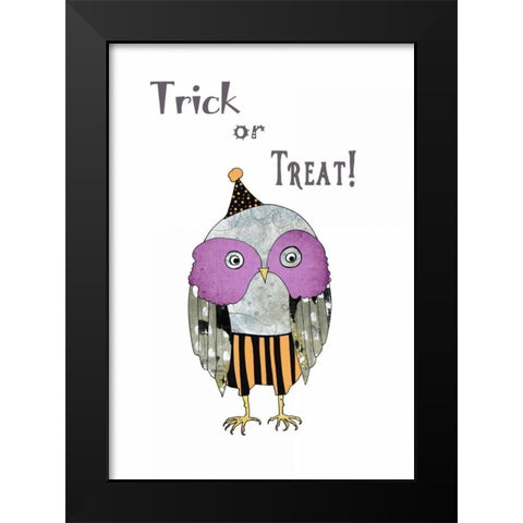 Trick or Treat Owl Black Modern Wood Framed Art Print by Ogren, Sarah