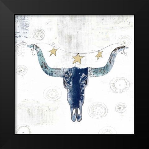 Navy Cow Skull Black Modern Wood Framed Art Print by Ogren, Sarah