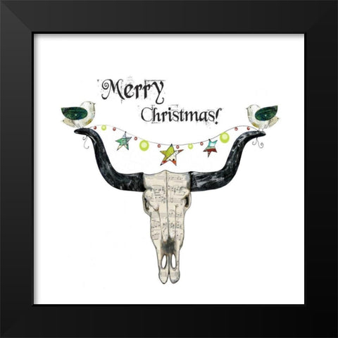 Merry Christmas Skull Black Modern Wood Framed Art Print by Ogren, Sarah
