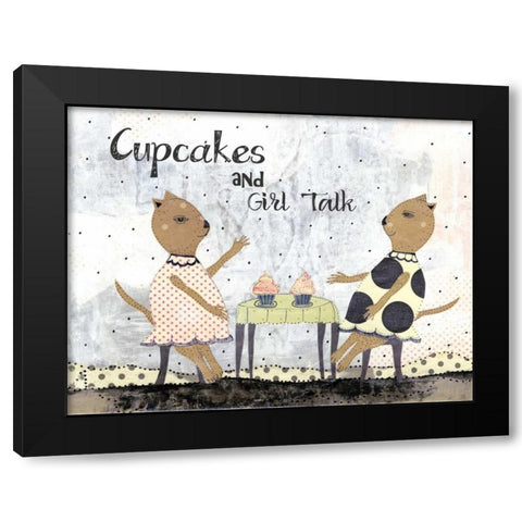 Cupcakes and Girl Talk Black Modern Wood Framed Art Print by Ogren, Sarah