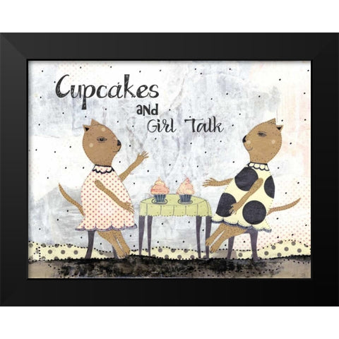 Cupcakes and Girl Talk Black Modern Wood Framed Art Print by Ogren, Sarah