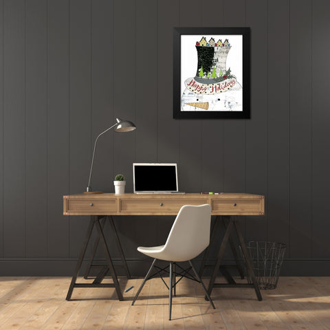 Big Top Hat Snowman Black Modern Wood Framed Art Print by Ogren, Sarah