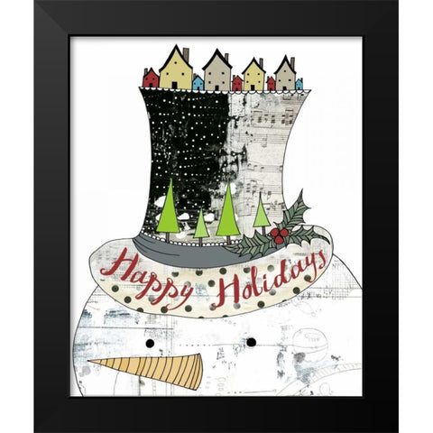 Big Top Hat Snowman Black Modern Wood Framed Art Print by Ogren, Sarah