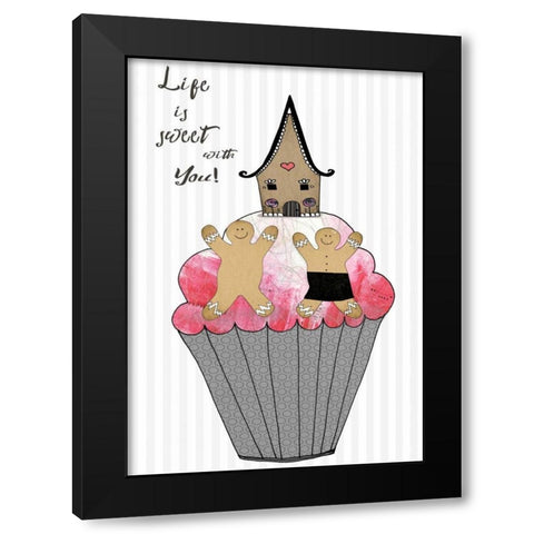 Life is Sweet Gingerbread Black Modern Wood Framed Art Print with Double Matting by Ogren, Sarah