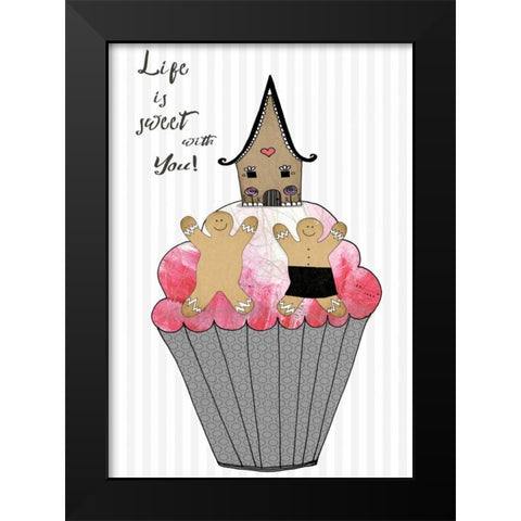 Life is Sweet Gingerbread Black Modern Wood Framed Art Print by Ogren, Sarah