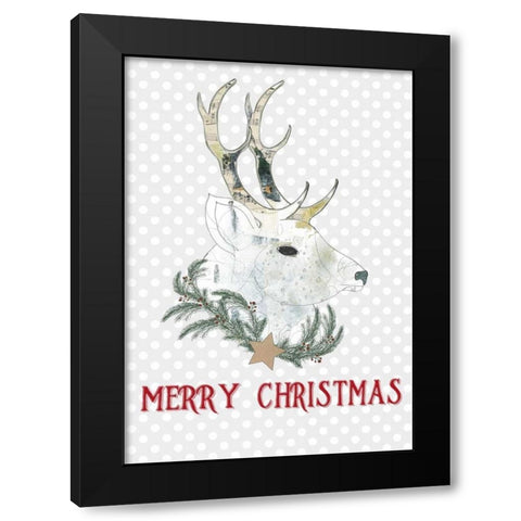 Merry Christmas Buck Black Modern Wood Framed Art Print by Ogren, Sarah