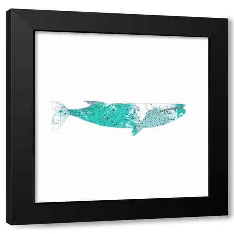 Blue Whale Black Modern Wood Framed Art Print with Double Matting by Ogren, Sarah