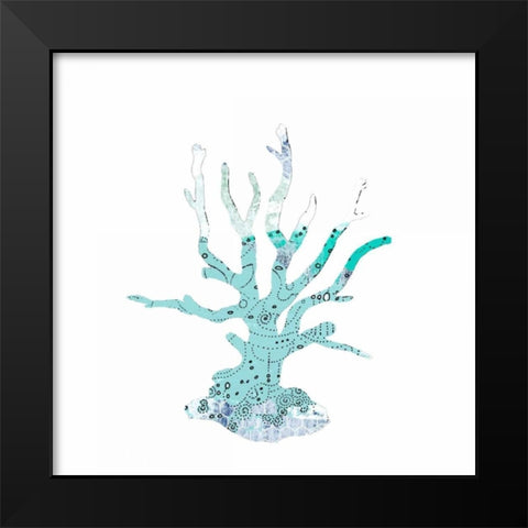 Blue Coral Black Modern Wood Framed Art Print by Ogren, Sarah