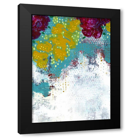 Purple and Gold Floral Abstract Black Modern Wood Framed Art Print with Double Matting by Ogren, Sarah