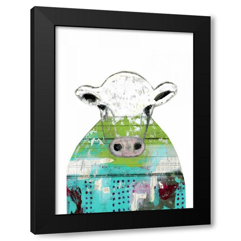 Collage Cow Black Modern Wood Framed Art Print by Ogren, Sarah