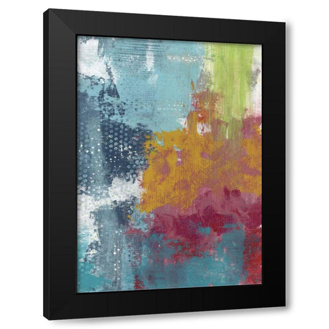 Lime Green Waterfall Abstract Black Modern Wood Framed Art Print by Ogren, Sarah