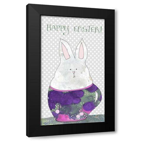 Rabbit in Tea Cup Black Modern Wood Framed Art Print with Double Matting by Ogren, Sarah
