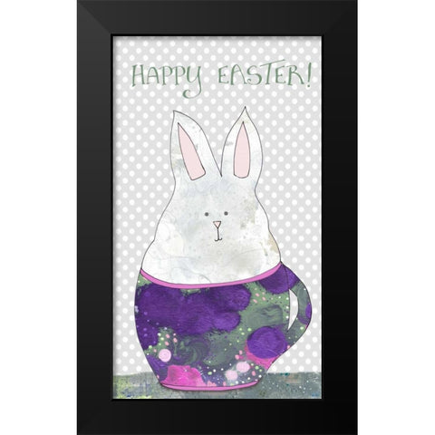 Rabbit in Tea Cup Black Modern Wood Framed Art Print by Ogren, Sarah