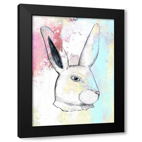 Rainbow Bunny Black Modern Wood Framed Art Print with Double Matting by Ogren, Sarah