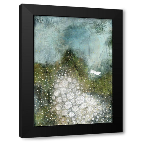 White Flowers Black Modern Wood Framed Art Print by Ogren, Sarah