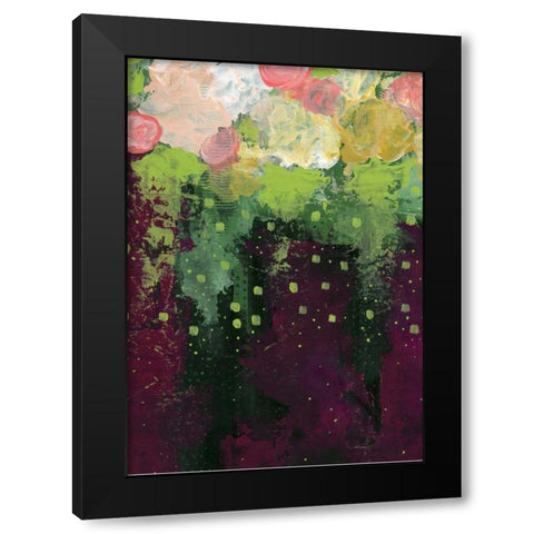 Purple and Lime Floral Black Modern Wood Framed Art Print by Ogren, Sarah