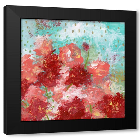 Red and Pink Floral Black Modern Wood Framed Art Print by Ogren, Sarah