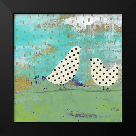 Polka Dot Birds Black Modern Wood Framed Art Print by Ogren, Sarah