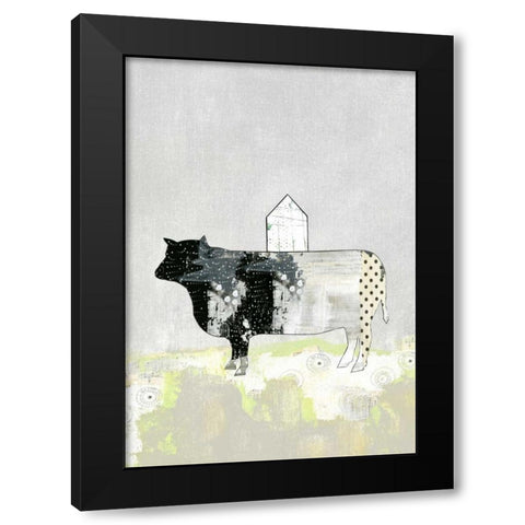 Cow and Barn Black Modern Wood Framed Art Print with Double Matting by Ogren, Sarah
