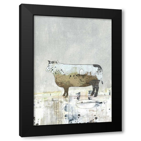 Brown Cow Black Modern Wood Framed Art Print with Double Matting by Ogren, Sarah