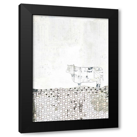 Neutral Cow Black Modern Wood Framed Art Print with Double Matting by Ogren, Sarah