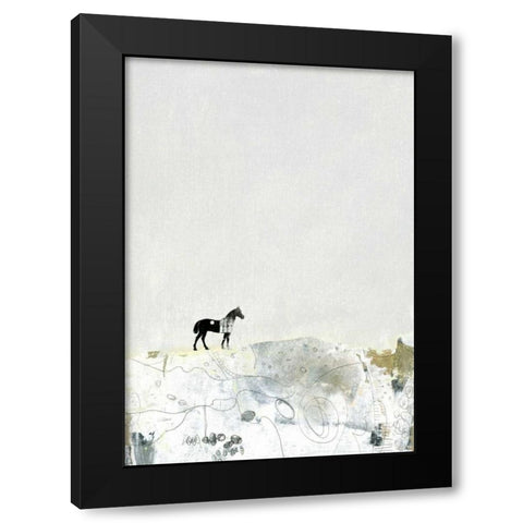 The Lone Horse Black Modern Wood Framed Art Print by Ogren, Sarah