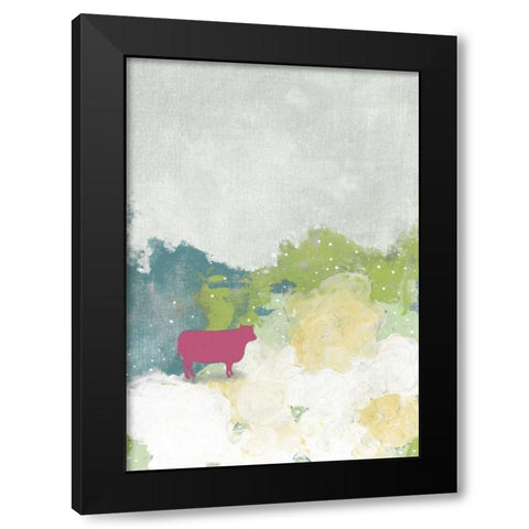 The Pink Cow Black Modern Wood Framed Art Print by Ogren, Sarah