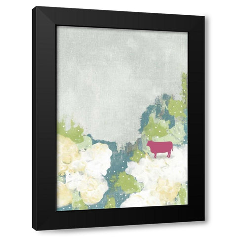 The Pink Cow II Black Modern Wood Framed Art Print with Double Matting by Ogren, Sarah
