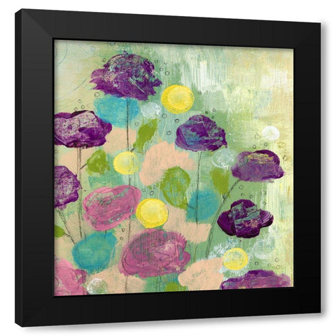 Purple Flowers Black Modern Wood Framed Art Print with Double Matting by Ogren, Sarah