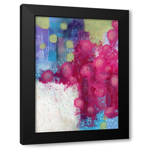 Hot Pink Roses Black Modern Wood Framed Art Print by Ogren, Sarah
