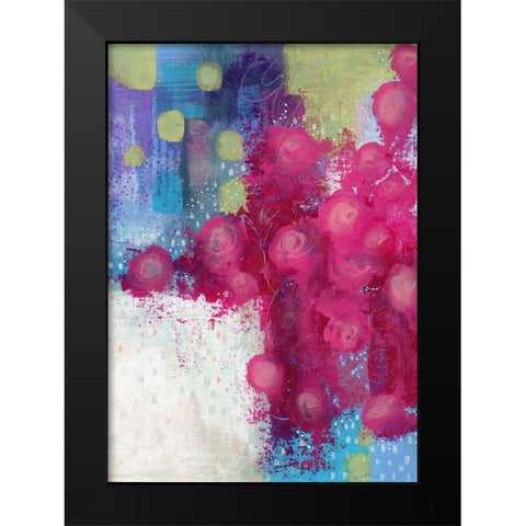 Hot Pink Roses Black Modern Wood Framed Art Print by Ogren, Sarah