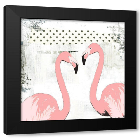 Flamingos Black Modern Wood Framed Art Print with Double Matting by Ogren, Sarah