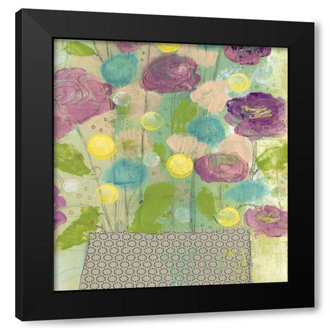 Purple and Yellow Floral II Black Modern Wood Framed Art Print with Double Matting by Ogren, Sarah
