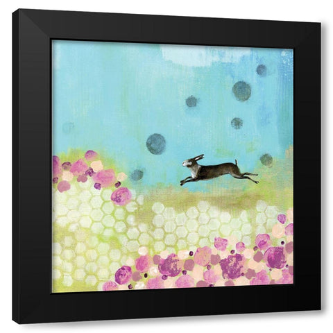 Purple and Yellow Bunny Black Modern Wood Framed Art Print with Double Matting by Ogren, Sarah