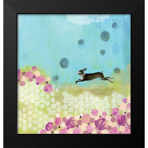 Purple and Yellow Bunny Black Modern Wood Framed Art Print by Ogren, Sarah