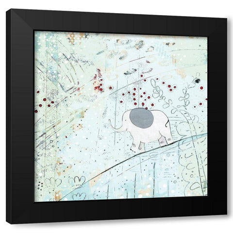 Zen Baby Elephant Black Modern Wood Framed Art Print by Ogren, Sarah