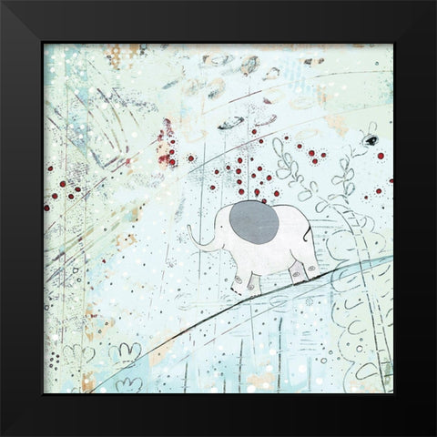 Zen Baby Elephant Black Modern Wood Framed Art Print by Ogren, Sarah