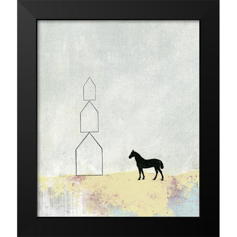 Horse and Home Black Modern Wood Framed Art Print by Ogren, Sarah