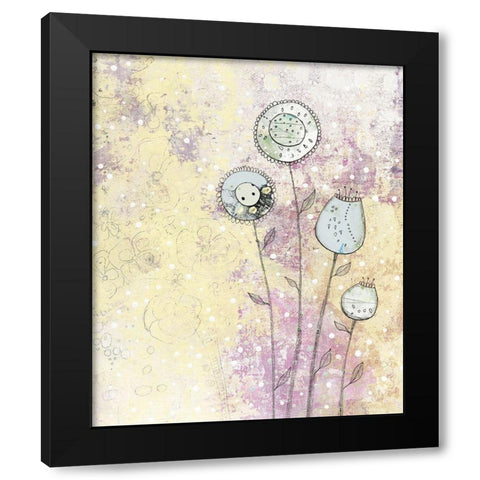 Lavender Floral Abstract Black Modern Wood Framed Art Print with Double Matting by Ogren, Sarah