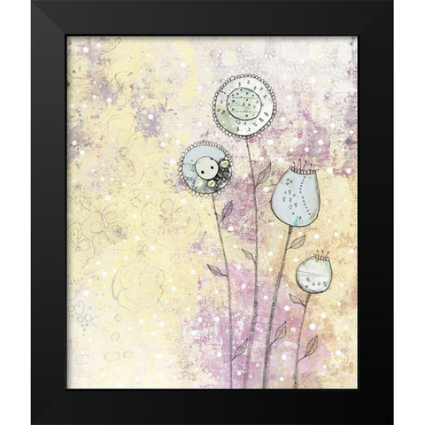 Lavender Floral Abstract Black Modern Wood Framed Art Print by Ogren, Sarah