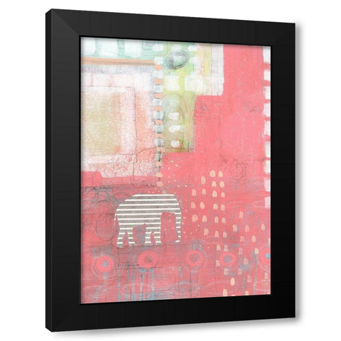 Grey Stripe Elephant Spring Owl Black Modern Wood Framed Art Print by Ogren, Sarah